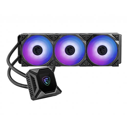 MSI MPG CORELIQUID K360 Liquid CPU Cooler '360mm Radiator 2.4'' LCD display with fan 3x 120mm ARGB PWM Fan Center Supports Intel and AMD Platforms Cooled by ASETEK'