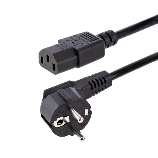 Startech 1m (3ft) Computer Power Cord, 18AWG, EU Schuko to C13 Power Cord, 250V 10A, Black Replacement AC Cord, TV/Monitor Power Cable, Schuko CEE 7/7