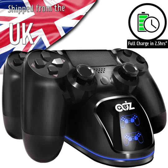 PS4 Controller Charging Dock Dual Controller Fast Charger with Light Ring