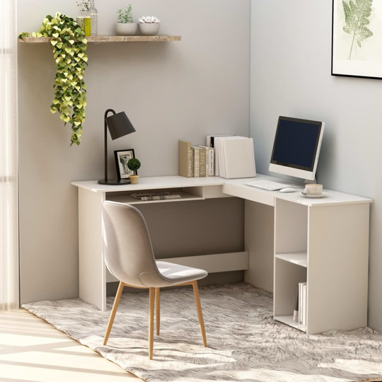 L-Shaped Corner Desk White 120x140x75 cm Chipboard