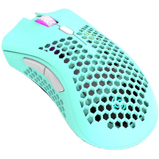 (Blue) Rechargeable Wireless Honeycomb Gaming Mouse,Lightweight with 3200 DPI,RGB Rainbow Backlit-Blue