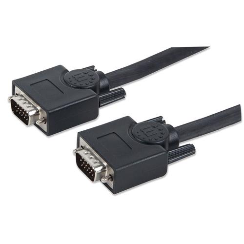 Manhattan VGA Monitor Cable 10m Black Male to Male HD15 Cable of higher SVGA Specification (fully compatible) Fully Shielded Lifetime Warranty Polybag