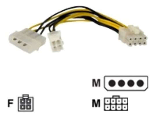 StarTech.com 6in 4 Pin to 8 Pin EPS Power Adapter with LP4 - F/M