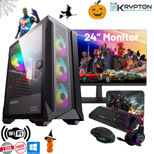 Gaming PC Bundle Intel Core i7 16GB 1TB 4GB 1630 Win 10 Wi-Fi Warranty