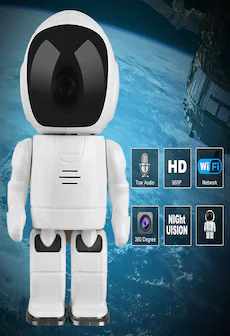 Wireless IP Camera - Robot Shaped, Pan & Tilt, 1280x960, Two-Way Audio, Phone App, Alarm Notification