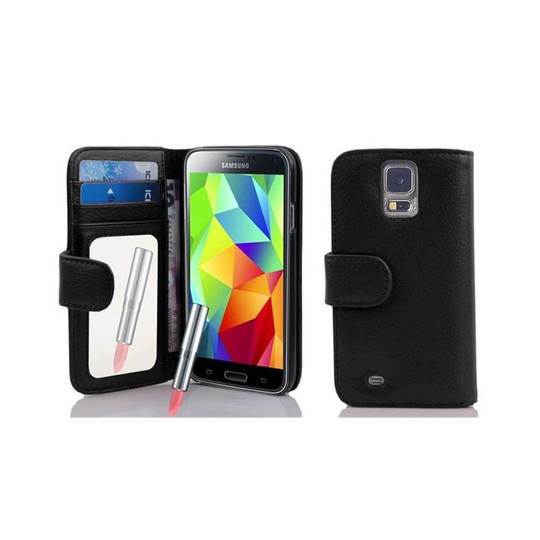 (LAVA BLACK) Cadorabo Mirror Case for Samsung Galaxy S5 / S5 NEO case cover