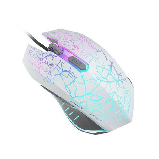 (White) Game Mouse Wired 2400 DPI Ergonomic Gaming Mouse LED Backlit Laptop PC Computer