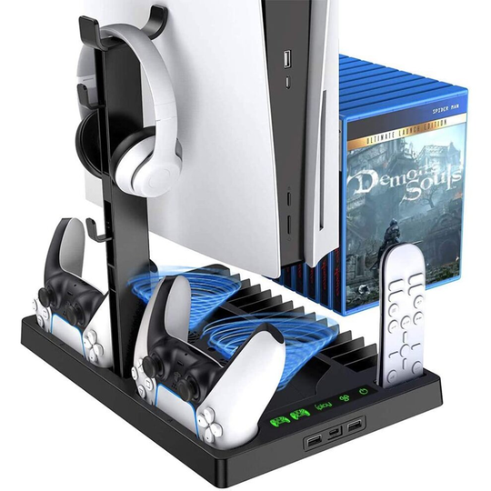 Cooling Vertical Stand for PS5 Console With Dual Controller Ports