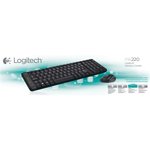 Logitech Wireless Combo MK220 keyboard Mouse included RF Wireless QWERTY US International Black