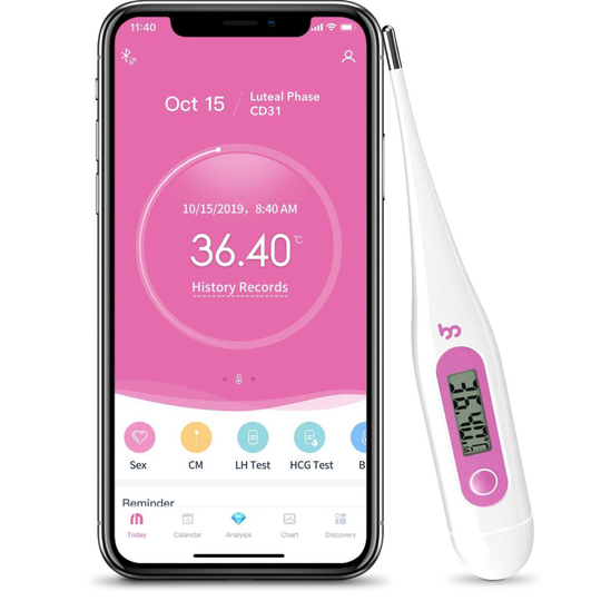 Femometer Digital Basal Body Thermometer -Fertility Monitor with Smart App,Record BBT Manually,Draw BBT ChartΠnpoint Ovulation Day Automatically f