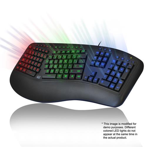 ** OPEN BOX ** Adesso Tru-Form 150 - 3-Color Illuminated Ergonomic Keyboard