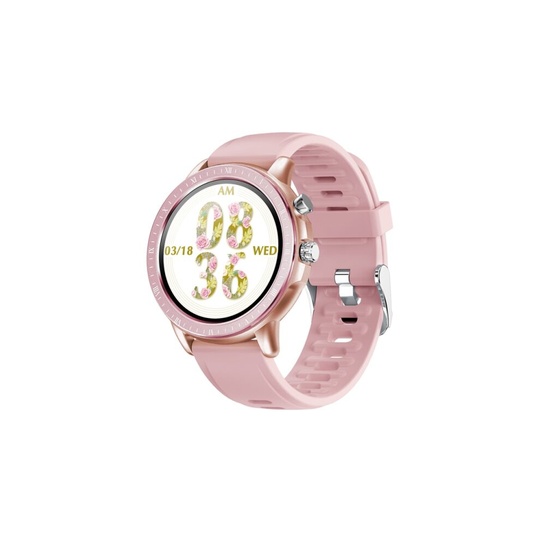 Smart Watch Women 1.3 Inch Full Touch Round Screen Fitness Tracker Smartwatch Watches(Pink)