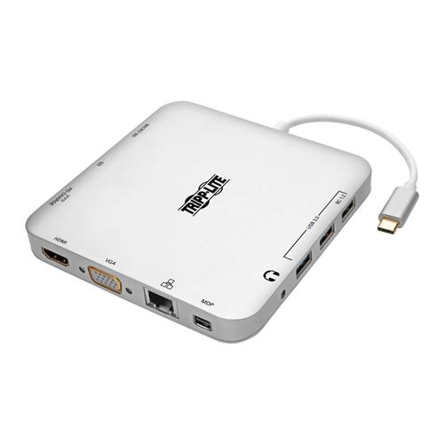 Tripp Lite U442-DOCK2-S USB-C Dock Dual Display - 4K HDMI/mDP VGA USB 3.2 Gen 1 USB-A/C Hub GbE 60W PD Charging