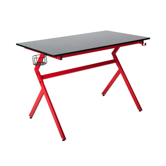 Neo Direct Red Neo Ergonomic Gaming Desk with Headphone Hook Cup Holder & Cable Management