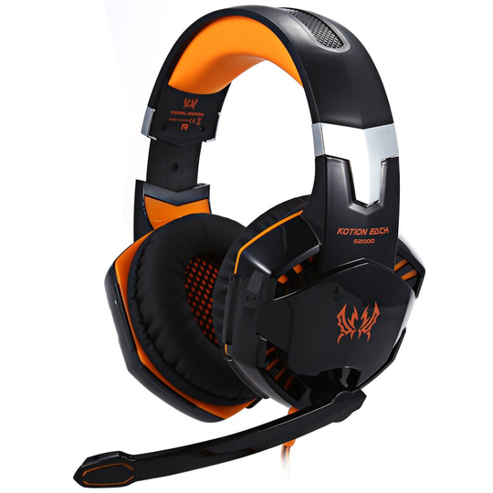 (Orange) Gaming Headset LED 3.5mm Stereo Headphone with Mic