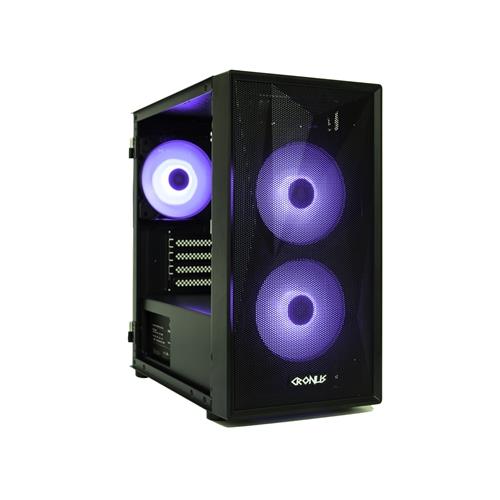 CRONUS Theia Case Gaming Black Micro Tower 1 x USB 3.0 / 2 x USB 2.0 Tempered Glass Side Window Panel Mesh Front Panel for Optimized Airflow Addressable RGB LED Fans Micro ATX Mini-ITX