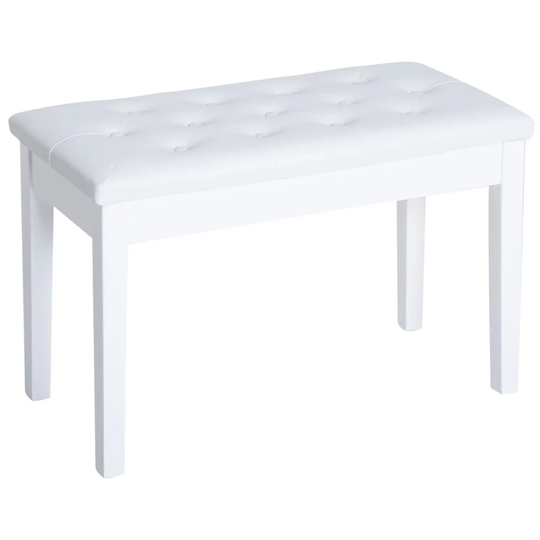 HOMCOM Classic Piano Bench Padded Seat Stool Solid Wood White