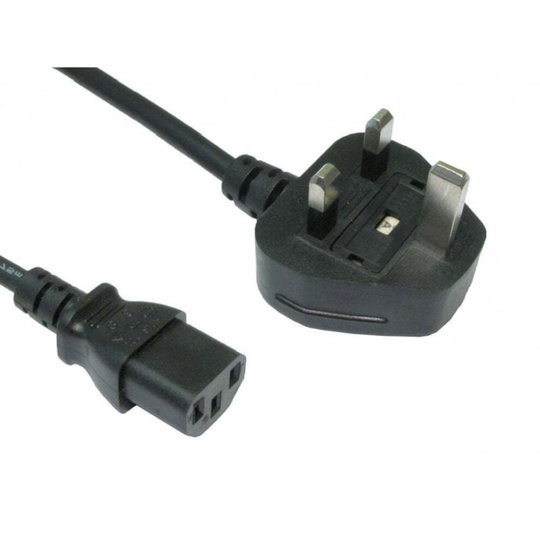 2m Long IEC Kettle Lead Power Cable 3 Pin UK Plug PC Monitor TV C13 Cord Black