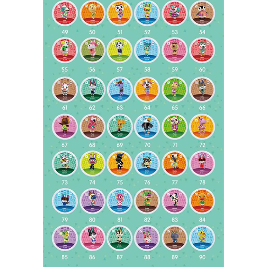 (Mini 90pcs Villager Roles) Animal Crossing Series AMIIBO NFC TAG Cards for Switch WII U New3DS