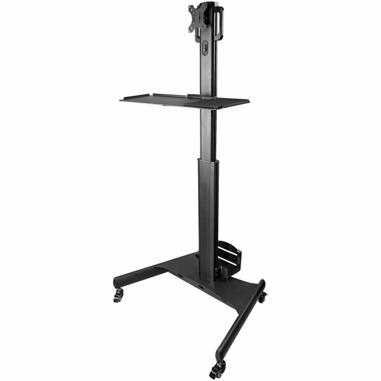 StarTech.com Mobile Workstation Cart with Monitor Mount, CPU/PC Holder, Keyboard Tray