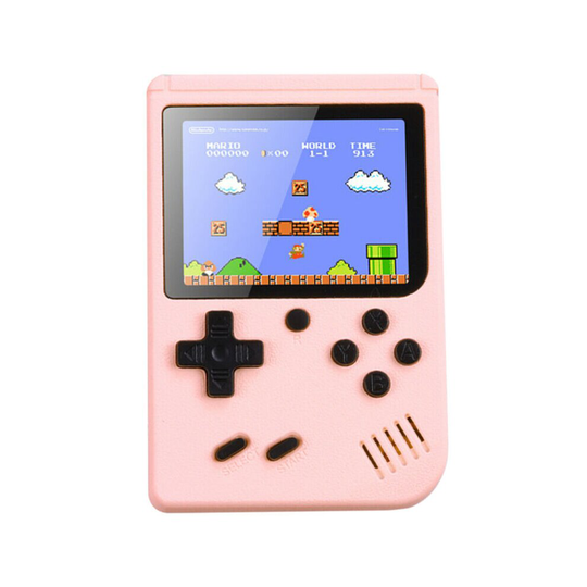 (Pink) Built-in 500 Classic Games Handheld Retro Funny Video Game Console Kids Gifts