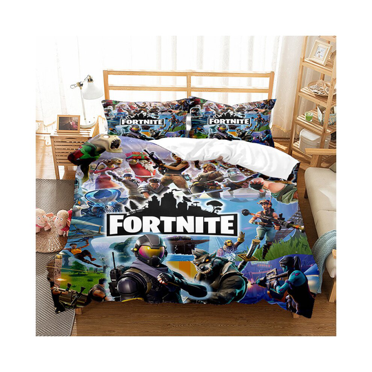 (Double(200x200 cm), 3) Fortnite Bedding Single Double Cartoon Quilt Cover Kids Quilt Cover