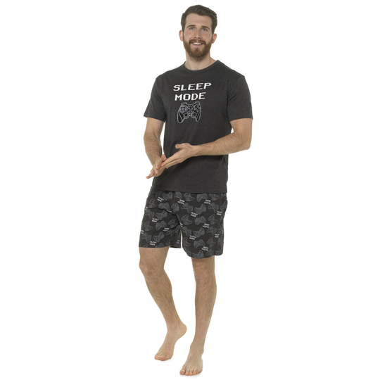 (XXL) Mens 'Sleep Mode' Video Gaming Design Shorts Pyjama Set