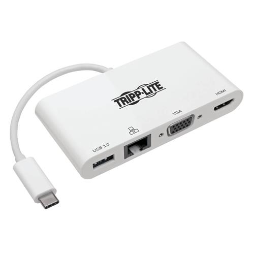 Tripp Lite U444-06N-HV4GU USB-C Multiport Adapter - 4K HDMI VGA USB-A GbE HDCP White