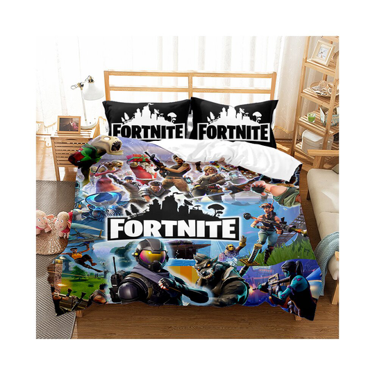 (05, Single) Fortnite Bedding Single Double Duvet Cover Pillow Cases Set