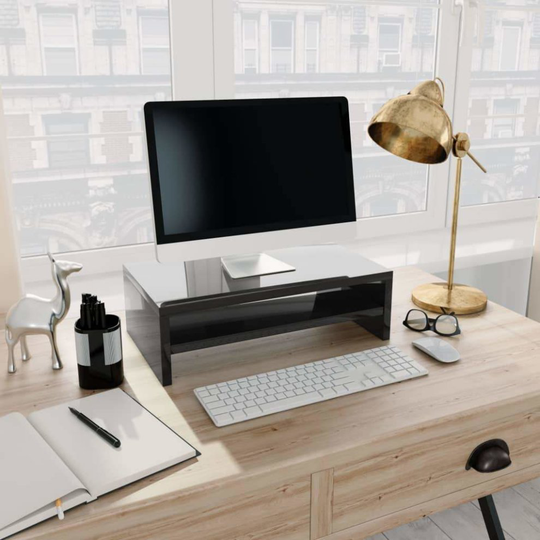 Monitor Stand High Gloss Black 42x24x13 cm Chipboard