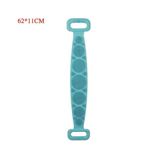(Green, 62*11cm) Body Cleaning Double Sided Back Scrubber Bath Shower Silicone Spa Brush Tool
