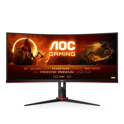 AOC G2 CU34G2X/BK computer monitor 86.4 cm (34") 3440 x 1440 pixels Quad HD LED Black Red