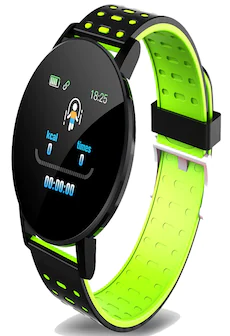 Waterproof Fitness Smartwatch with Heart Rate and Blood Pressure Measurement for Women and Men - Black Green