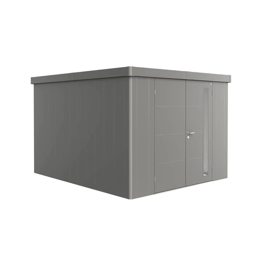 Biohort Neo 4C Metal Garden Shed Double Door In Metallic Quartz Grey