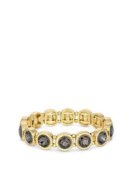 Mood Gold Black Diamond Textured Halo Stretch Bracelet