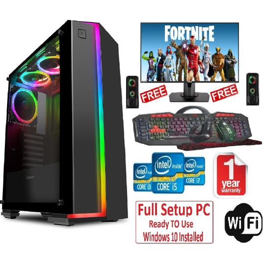 Fast Gaming Intel Quad Core i5 8GB RAM 1TB HDD PC Bundle & Speakers & Monitor