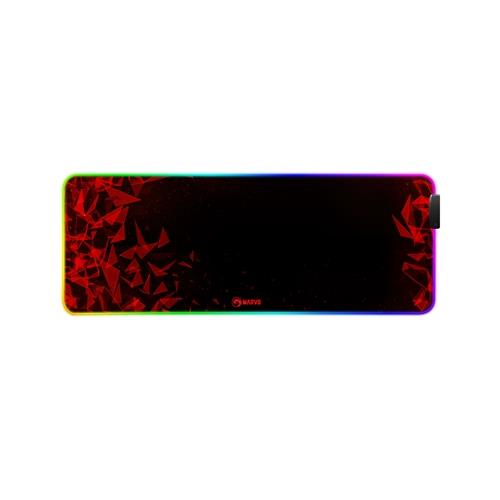 Marvo MG011 Gaming Mouse Pad with 4-port USB Hub and 11 RGB Effects XL 800x300x4mm USB Connection Soft Microfiber Surface for speed and control with Non-Slip Rubber Base and Stitched Edges Black