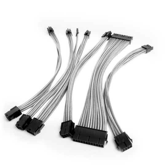 Premium Braided 30cm PSU Extension Cable Kit - White