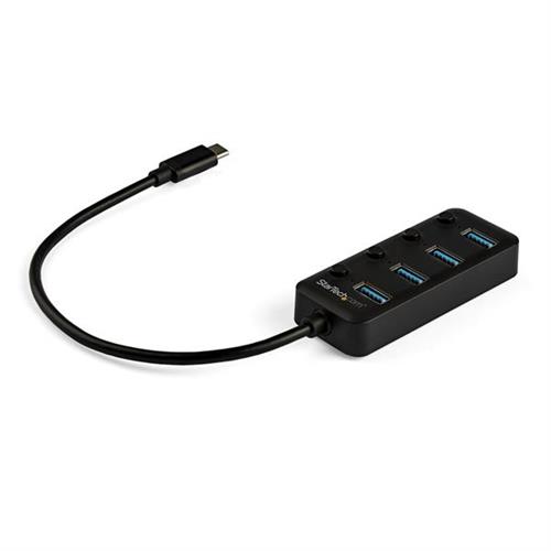 StarTech.com 4 Port USB C Hub - USB-C to 4x USB 3.0 Type-A Ports with Individual On/Off Port Switches - SuperSpeed 5Gbps USB 3.1/3.2 Gen 1 - USB Bus Powered - Portable - 10" Attached Cable