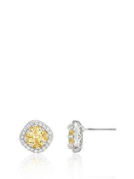 Buckley London The Carat Collection - Canary Cushion Halo Stud Earrings
