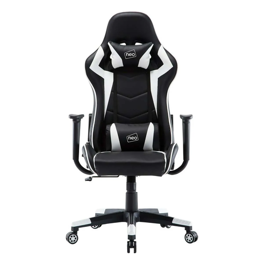 Neo Direct White Adjustable Racing Gaming Office Swivel Recliner Leather Chair