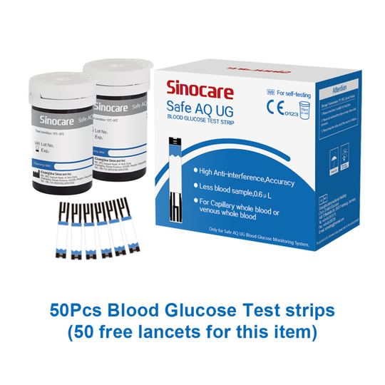 (50Pcs Blood Glucose Test Strip & Lancets) Sinocare UG Blood Glucose & Uric Acid Monitor Kit