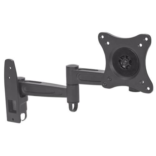 Manhattan TV & Monitor Mount Wall Full Motion 1 screen Screen Sizes: 13-27" Black VESA 75x75 to 100x100 Max 15kg Tilt & Swivel with 3 Pivots Lifetime Warranty