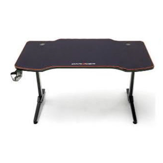 DxRacer Wooden Two Piece Gaming Desk In Black With LED Lights