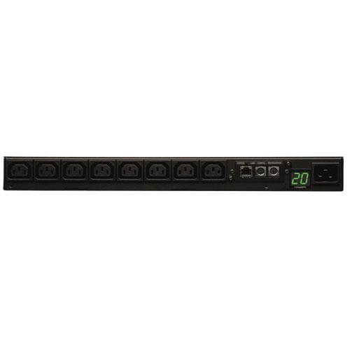 Tripp Lite PDUMNH20HV 3.7kW Single-Phase 208/230V Monitored PDU - LX Platform 8 C13 Outlets C20 Input with L6-20P Adapter 2.4m Cord 1U Rack-Mount