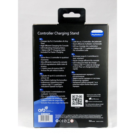 ORB Dual Charging Stand for PS4 Controller - Twin Vertical Charger Dock