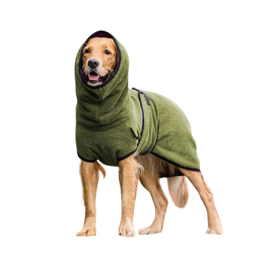(Army Green, 2XL) Pet Clothes Dog Towelling Drying Robe Soft Sleepwear Coat Puppy Warm Apparel