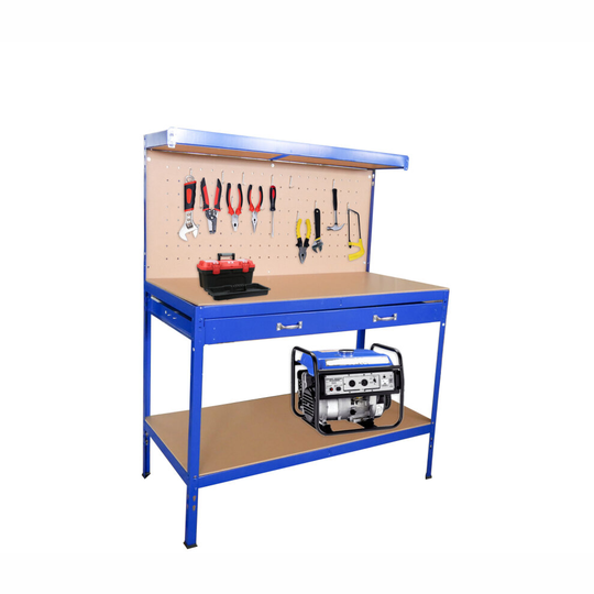 (BLUE) Neo Workbench with Heavy-Duty Steel Pegboard
