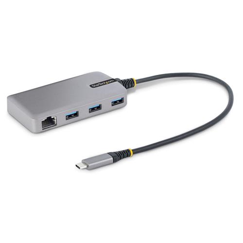 StarTech.com 3-Port USB-C Hub with Ethernet - 3x USB-A Ports Gigabit Ethernet RJ45 USB 3.0 5Gbps Bus-Powered 1ft/30cm Long Cable - Portable Laptop USB Type-C Hub Adapter w/GbE