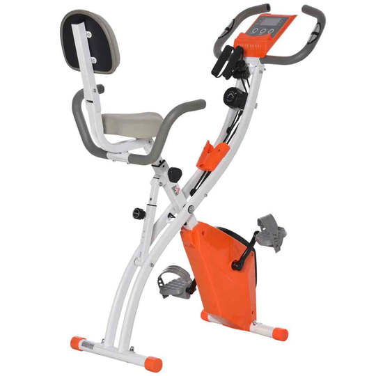 HOMCOM Folding Upright Exercise Bike Recumbent Cycling Magnetic With Band